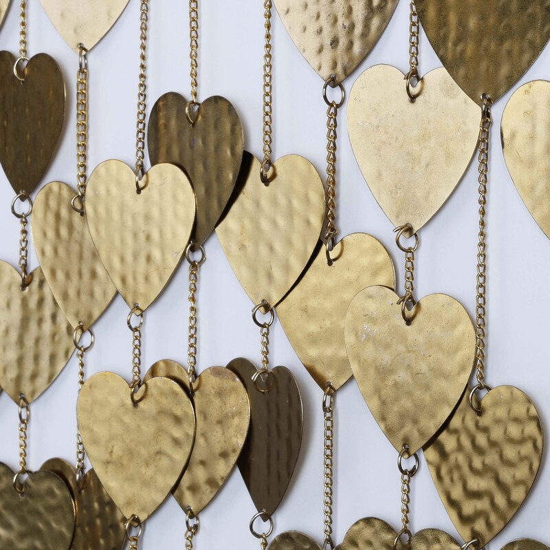 Heart Shaped Metal Wall Hanging, Gold
