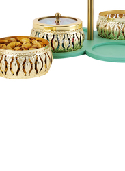 Evelyn Dry Fruit Container with 4 Jars & Tray, 5 Pieces, Gold/Green