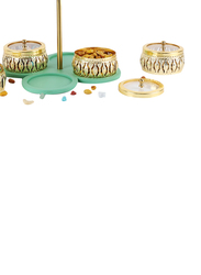 Evelyn Dry Fruit Container with 4 Jars & Tray, 5 Pieces, Gold/Green