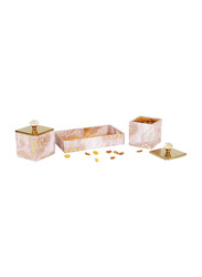 Derby Dry Fruit & Cookie Container with 2 Jars & Tray, 3 Pieces, Stone Pink