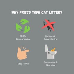 Prisco Charcoal Tofu Cat Litter, 7L, Grey