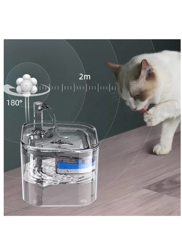 Pet Water Dispenser Transparent Automatic Circulation 2L Water Fountain Cat Dog Water Drinking Glass gar