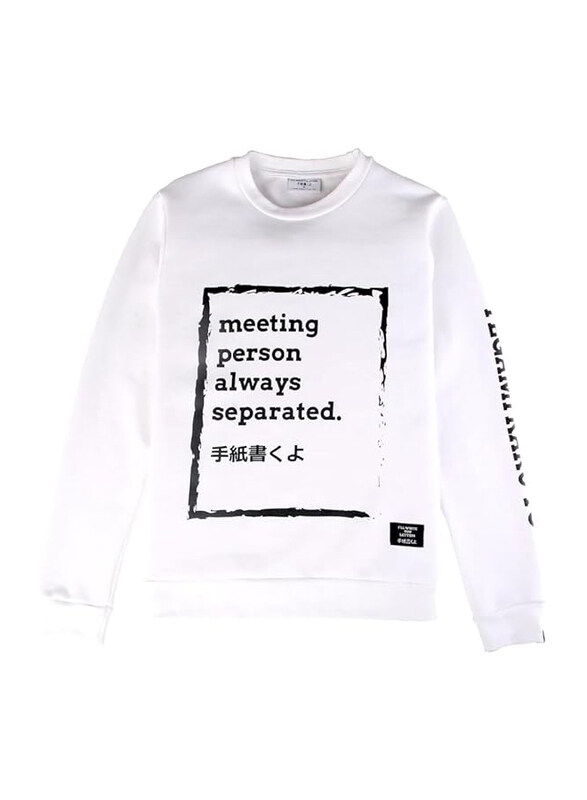 

I'll Write You Letters Meeting Person Long Sleeve Sweatshirt for Men, Small, White