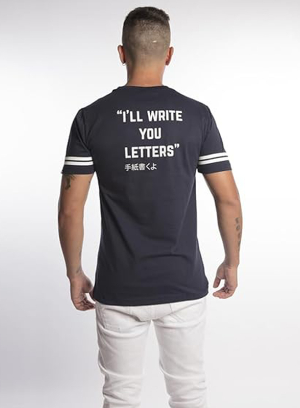I'll Write You Letters No More Heroes Half Sleeve Tshirt for Men, Medium, Blue