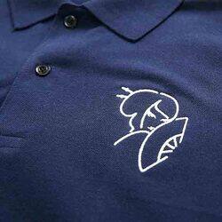 I'll Write You Letters Navy Logo Half Sleeve Polo T-shirt for Men, Large, Blue