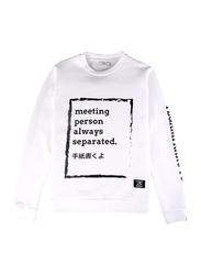 I'll Write You Letters Meeting Person Long Sleeve Sweatshirt for Men, Large, White