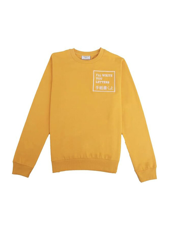 

I'll Write You Letters Golden Color with Letters Square Formatted Sweatshirt for Men, Medium, Gold