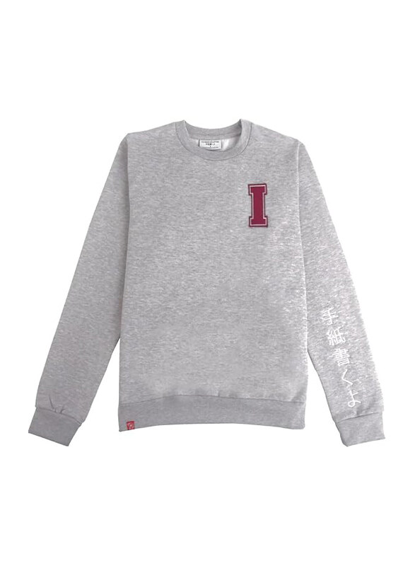 

I'll Write You Letters Japanese Varsity Sweatshirt Full Sleeve for Men, Small, Grey