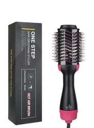 One Step Hair Dryer and Styler Brush Comb, Black/Pink