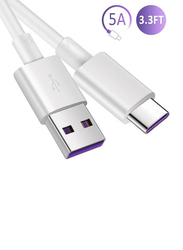 Super Charge USB Type-C Charging Data Cable, USB Type A to USB Type-C for Huawei P9, White/Purple