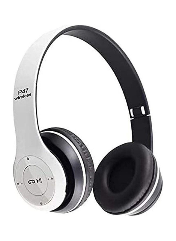 P47 Wireless Bluetooth Over-Ear Multifunctional Stereo Headphones, White