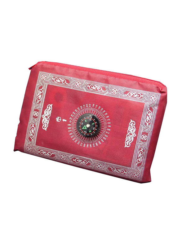 Portable Zipper Prayer Mat, 60 x 30cm, Red/White/Black