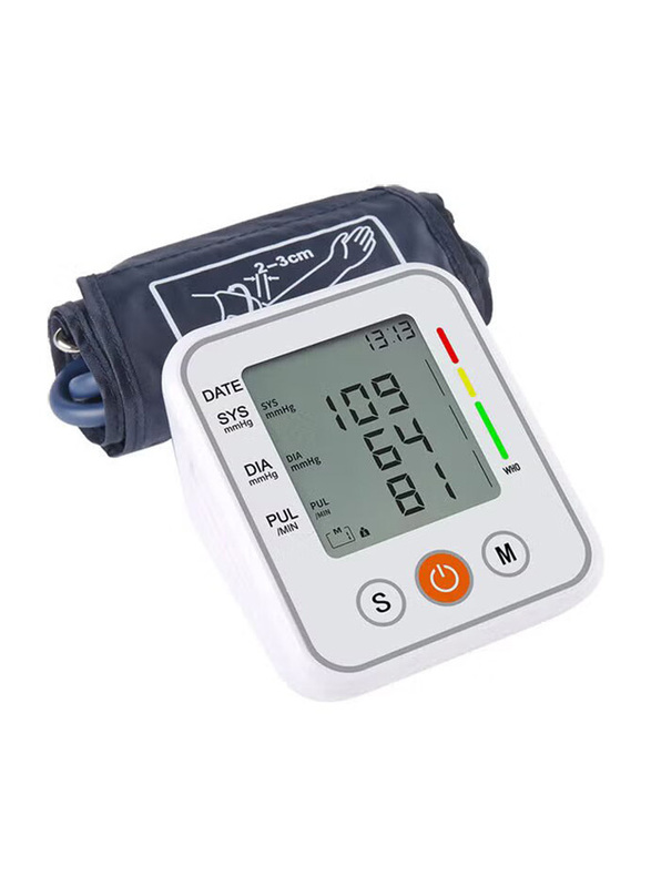 Upper Arm Digital LCD Screen Electronic Sphygmomanometer, M-L2124-2, White