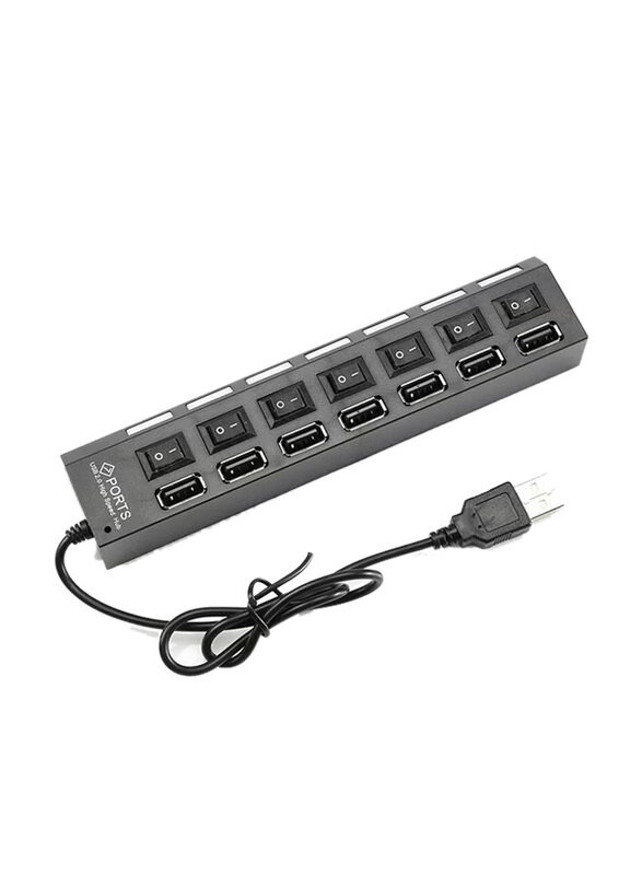 Oem 7-Port USB 2.0 Hub For PC And Laptop, Black