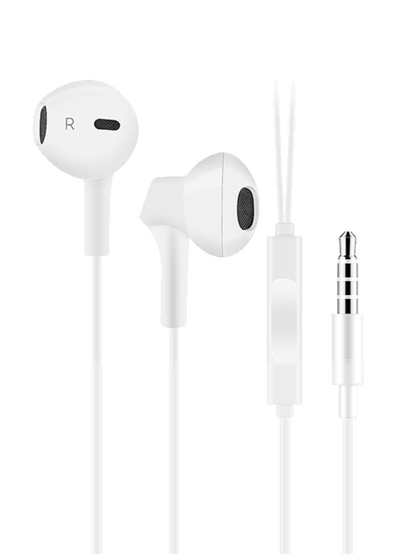 AW100 Wired In-Ear Stereo 3.5 mm Jack Earphone with Microphone, White