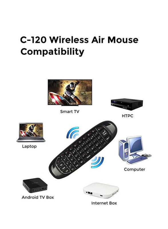 C-120 Wireless Air Mouse Keyboard, Black