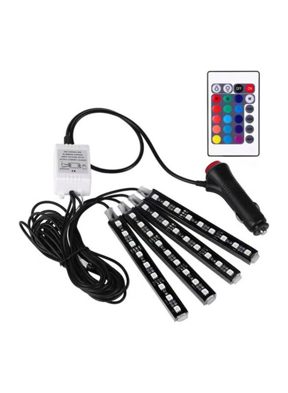 4 In 1 Car LED Light Strip with Remote, Black/White