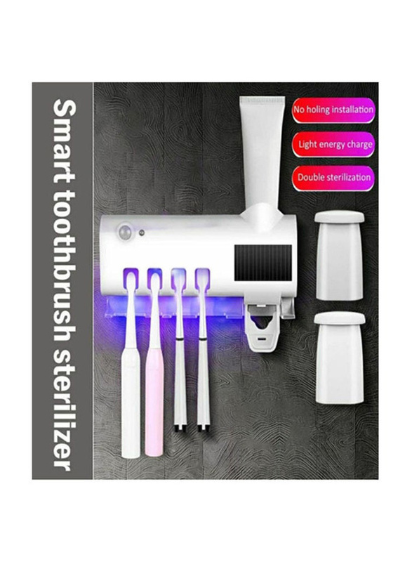 Automatic Toothbrush & Toothpaste Holder with Sterilizer, White