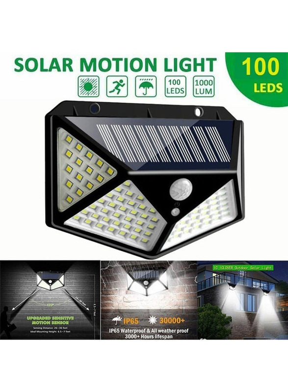 100 LED Solar Motion Sensor Power Light, Black
