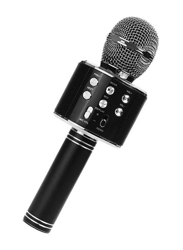 WS-858 Bluetooth Karaoke Microphone, Black/Silver