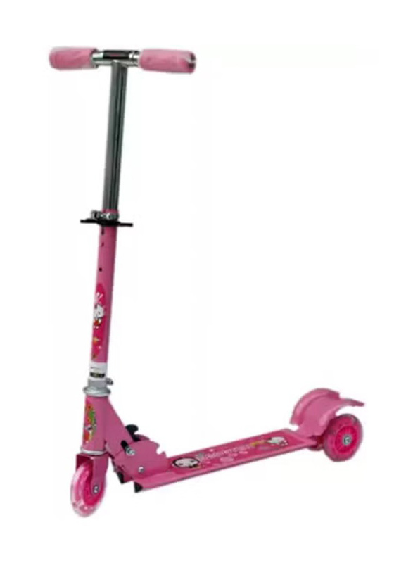 3-Wheel Folding And Adjustable Kick Scooter With Comfortable Grip Handles, 12cm, 2725374001269, Pink