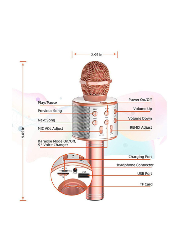 WS-858 Wireless Handheld Karaoke Microphone, PAA2385B_P, Black