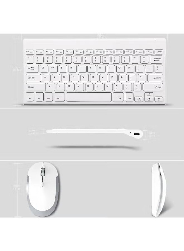 Moko Mini Wireless English Keyboard & Mouse Set, White