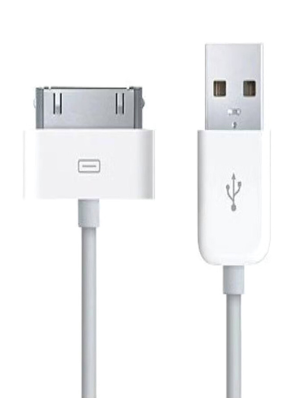 1-Meters 30-Pin Sync Data Charging Charger Cable, 30-Pin to USB Type A for Apple Devices, White
