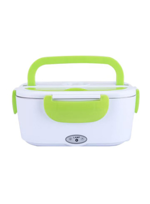 Portable Electric Heating Lunch Box with Car Plug, Green/White