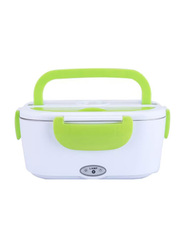 Portable Electric Heating Lunch Box with Car Plug, Green/White