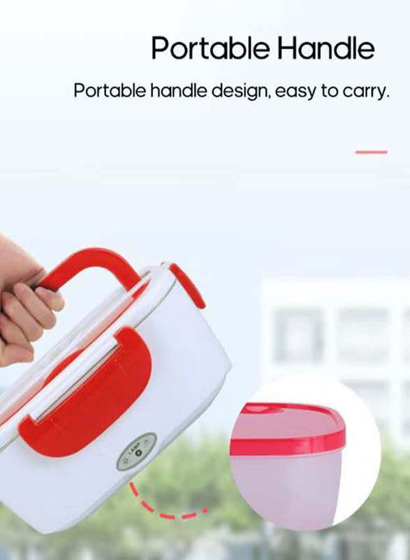 Multi-Functional Electric Heating Lunch Box with Removable Container, H355R2-EU, Red/White
