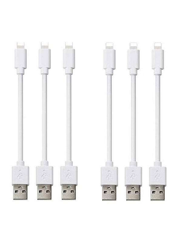 

Generic 1-Feet Lightning Cable, USB Type A Male to Lightning Short USB Charging Cable for Apple Devices, 6-Pieces, White