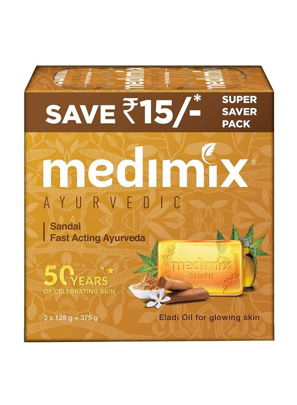 Medimix Ayurvedic Sandal Soap, 3 x 125gm