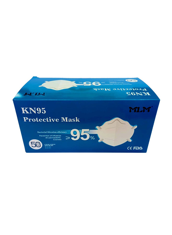 Face Protective Face Mask Set, White, 50-Pieces