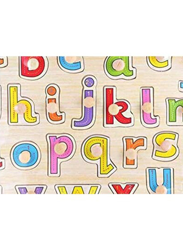 Wooden Small Letter Alphabet Pegged Puzzle Set, Ages 2+