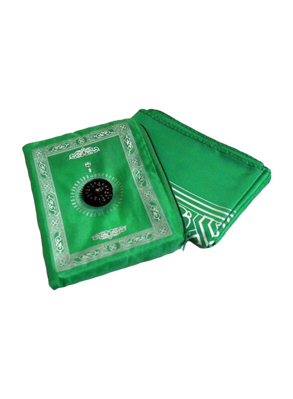 

Mattina Polyester Pocket Prayer Mat with Bag, Green/White/Black