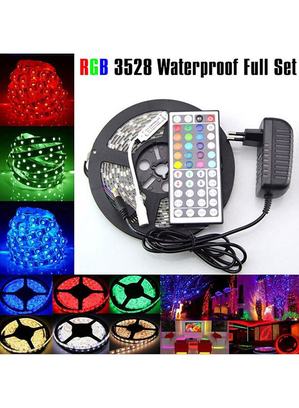 

Voberry Flexible Colour Changing RGB 300-LEDs Strip Light with 44 Keys IR Remote & 12V Power Supply Adaptor, Multicolour