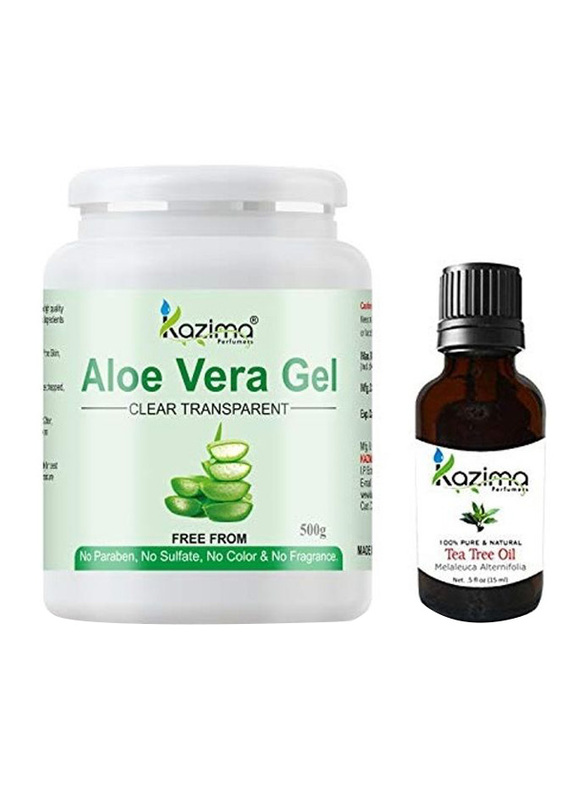 

Kazima Aloe Vera Gel Raw And Tea Tree Oil Set, Aloe Vera Gel 500gm, Tea Tree Oil 15ml