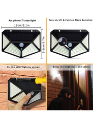 100-LED Solar Power Motion Sensor Outdoor Wall Light, Black