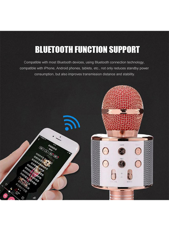 3-In-1 Wireless Bluetooth Handheld Karaoke Microphone, E2CF-061, Rose Gold