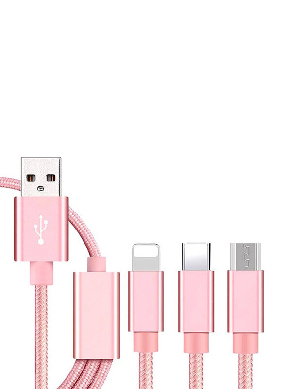 

Generic 1 Meter 3-In-1 USB Charging Cable, Rose Gold