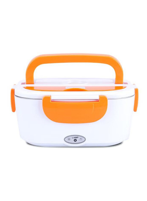 Portable Electric Heating Lunch Box with EU Plug, 24011, Orange/White