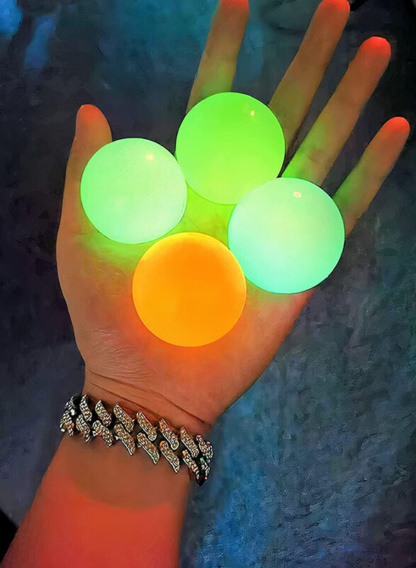 

Generic Soft & Squeeze Stress Relief Novelty Sticky Glow In Dark Ball, 4 Pieces