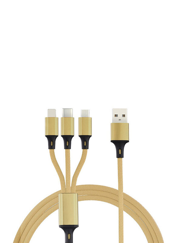 

Generic 1.2 Meter 3-In-1 USB Cable for Mobile Phone, Gold