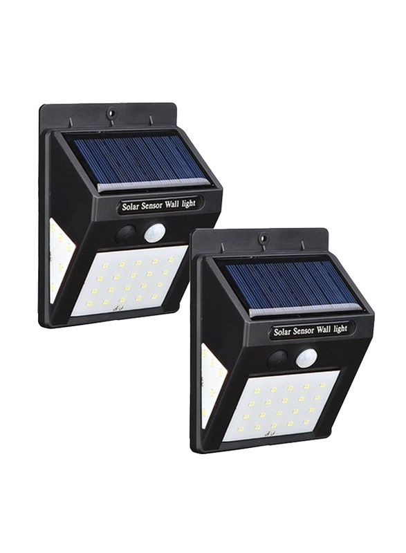 2-Piece 40 LED PIR Motion Sensor Outdoor Waterproof Energy Saving Solar Panel Wall Light, Black