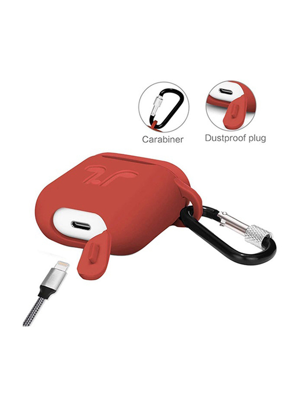 Protective Silicone Case Cover With Anti Lost Straps for Apple AirPods, Red