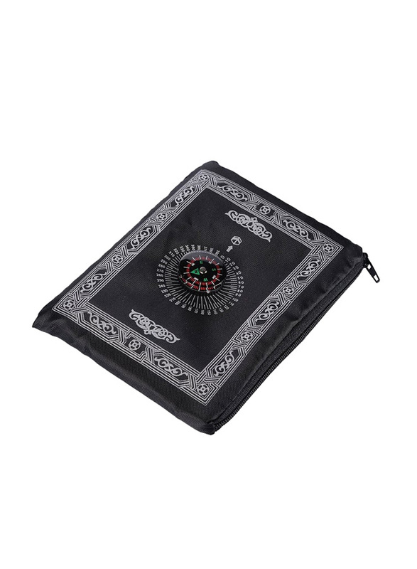 Portable Waterproof Muslim Travel Pocket Prayer Mat with Compass, 100 x 60cm, Black/White
