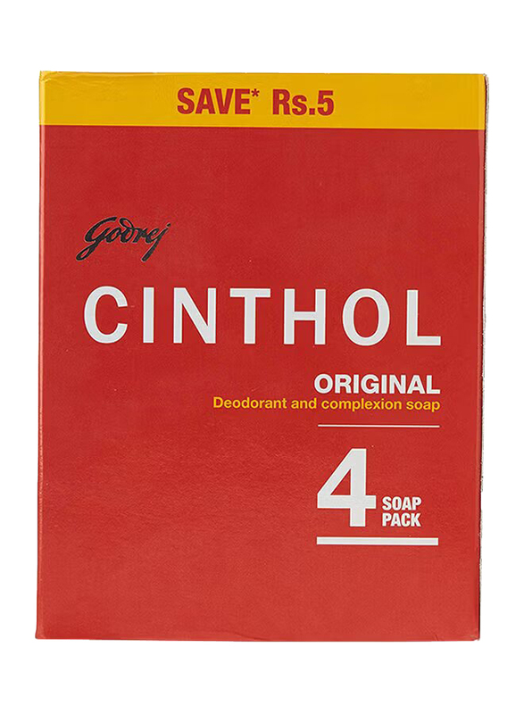 Cinthol Original Deodorant And Complexion Soap Bar, 4 x 100gm