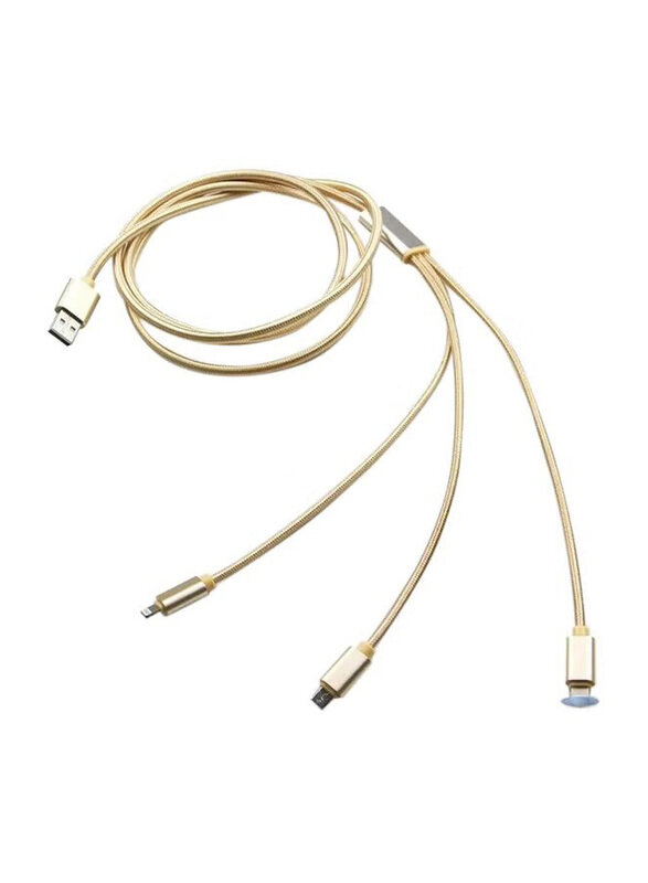 

Generic 1-Meters 3-in-1 Multiple Types USB Charging Cable, Multiple Types to USB Type A for Smartphones/Tablets, Gold