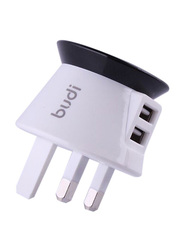 Budi Dual USB Port Adapter, White